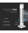 55W LED Tower Fan, 36" - Wit, 3 snelheden, afstandsbediening, timer, oscillatie, temperatuurdisplay