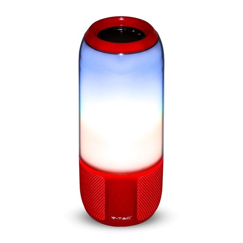 Haut-parleur Bluetooth portable 6W avec lumière LED - Rouge, batterie 1800mAh, USB/TF/AUX, 5V DC