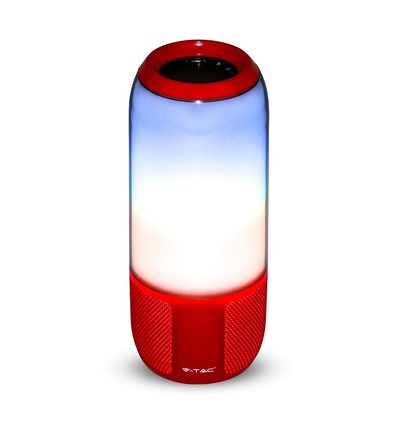 6W bærbar Bluetooth højttaler med LED lys - Rød, 1800mAh batteri, USB/TF/AUX, 5V DC