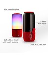 6W bärbar Bluetooth högtalare med LED ljus - Röd, 1800mAh batteri, USB/TF/AUX, 5V DC