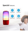 Haut-parleur Bluetooth portable 6W avec lumière LED - Rouge, batterie 1800mAh, USB/TF/AUX, 5V DC