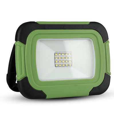 10W oppladbar LED lyskaster - Samsung LED chip, IP44, SOS flash, USB output, grønn/sort