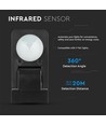 Infrarød bevægelsessensor, sort - 360°, IP65, rækkevidde op til 20m, max 1000W LED