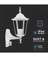 Applique murale blanche V-Tac avec capteur - IP44 extérieur, douille E27, sans source lumineuse