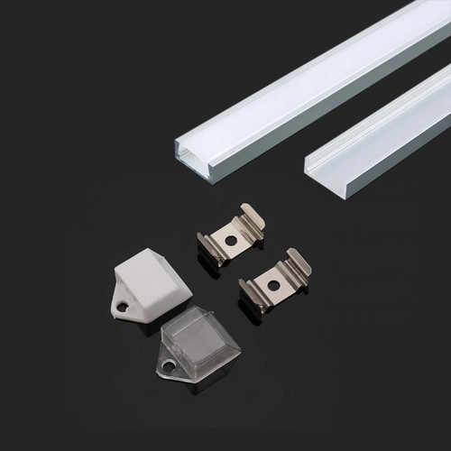 2m aluminium profiel montageset - Inclusief montageclips, afdekking en eindkappen, 15,55x5,9mm