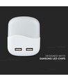 V-tac Lampe de Nuit avec USB - Allumage Automatique à l'Obscurité, Puce Samsung, 0,45W, 3000K, Carrée