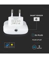 V-tac Lampe de Nuit avec USB - Allumage Automatique à l'Obscurité, Puce Samsung, 0,45W, 3000K, Carrée
