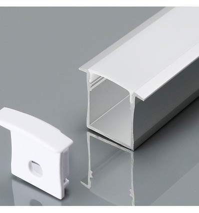 2m Alu profil för LED strips, infällnad - 30x20 mm, inkl. mjölkvitt cover