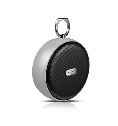 Bærbar Bluetooth høyttaler med krok - TWS, 800mAh batteri, innebygd mikrofon, grå