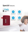 5W draagbare Bluetooth speaker, Rood - TWS functie, 1500mAh batterij, incl. Micro USB kabel