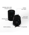 Enceinte Bluetooth portable 5W - Noir, batterie 1500mAh, TWS, micro intégré, carte TF, DC 5V