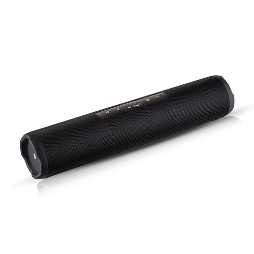 Bærbar Bluetooth højttaler med stofdesign - 2x3W, sort, FM radio, USB/TF, TWS, genopladelig, 39,4cm lang