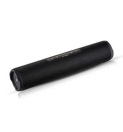 Enceinte Bluetooth portable avec finition tissu - 2x3W, noir, radio FM, USB/TF, TWS, rechargeable, 39,4cm de long