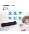 Enceinte Bluetooth portable avec finition tissu - 2x3W, noir, radio FM, USB/TF, TWS, rechargeable, 39,4cm de long