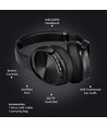 Casque sans fil Bluetooth, noir - batterie 500mAh, jusqu'à 12 heures d'autonomie, tête pivotante