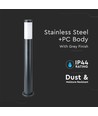 Lampe de jardin V-Tac grise, inoxydable - 80 cm, IP44 extérieur, douille E27, sans source lumineuse