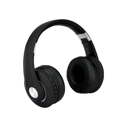 Casque sans fil Bluetooth, noir - batterie 500mAh, jusqu'à 12 heures d'autonomie, design pliable, entrée AUX/Micro SD