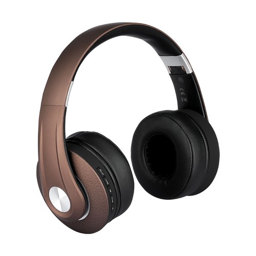 Casque Bluetooth sans fil avec arceau réglable - 12 heures d'autonomie, marron
