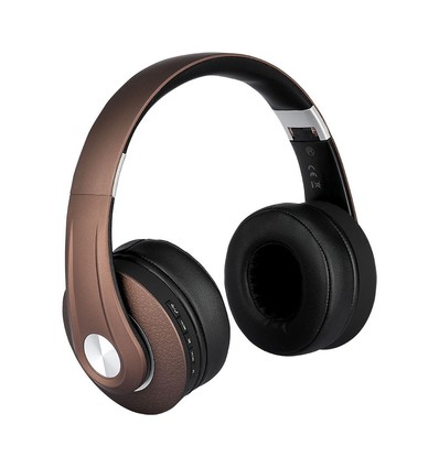 Casque sans fil Bluetooth avec arceau réglable - Jusqu'à 12 heures d'autonomie, portée 10m, marron