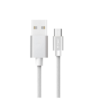 1m Micro USB Kabel - Gevlochten Nylon, Zilver, Platinum Serie