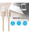 MicroUSB 1m stoffen kabel - Goud, microUSB naar USB-A