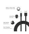 MicroUSB câble 1m noir - Tissu en coton, MicroUSB vers USB-A