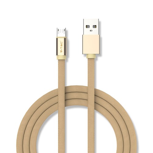 MicroUSB-kabel 1m messingkleurig - Katoen, MicroUSB naar USB-A