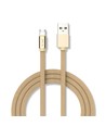 MicroUSB-kabel 1m messingfarget - Bomullsstoff, MicroUSB til USB-A