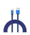 Câble Micro USB 1m, 2.4A - Bleu, Ruby Series, tresse en coton, charge rapide
