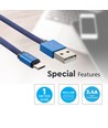 Câble Micro USB 1m, 2.4A - Bleu, Ruby Series, tresse en coton, charge rapide