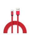 MicroUSB câble 1m rouge - Tissu en coton, MicroUSB vers USB-A