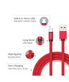 MicroUSB câble 1m rouge - Tissu en coton, MicroUSB vers USB-A