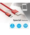 MicroUSB câble 1m rouge - Tissu en coton, MicroUSB vers USB-A
