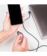 Câble Micro USB 1m Type-L, 2.4A - Black Diamond Series, noir, coton tissé