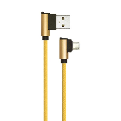 1m Micro USB kabel L-Type, Gull - 2.4A, Diamond Series, vevd bomull