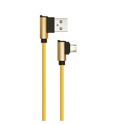 1m Micro USB kabel L-Type, Guld - 2.4A, Diamond Series, vævet bomuld