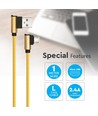 1m Micro USB kabel L-Type, Goud - 2.4A, Diamond Series, geweven katoen