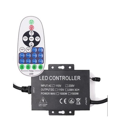 RF draadloze timer + dimmer met afstandsbediening - Inclusief eindkap, voor 230V (Type Q), geheugenfunctie, max. 200 m