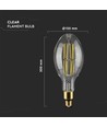 Ampoule filament LED E27 24W ED120 - 160lm/W, 4000lm, verre clair, 6400K, Ø12cm, hauteur 30cm
