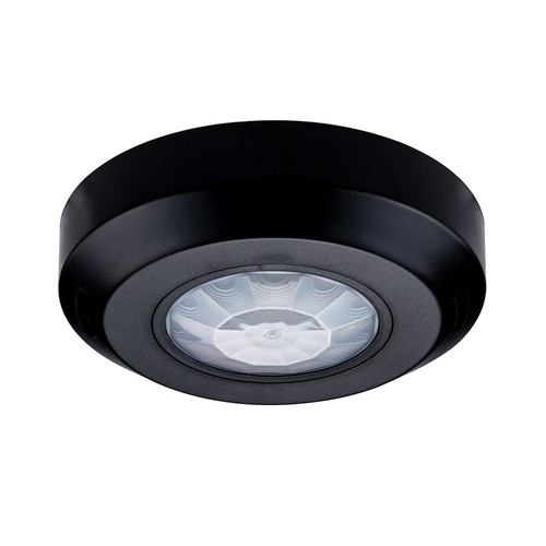 Détecteur de plafond infrarouge PIR 360° - Noir, en saillie, max 200W LED, IP20, portée 8m