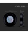 Détecteur de plafond infrarouge PIR 360° - Noir, en saillie, max 200W LED, IP20, portée 8m
