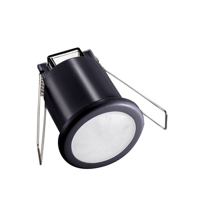 Détecteur de plafond PIR à encastrer, 360° - Noir, IP20, distance de détection jusqu'à 8m, perçage : Ø4cm