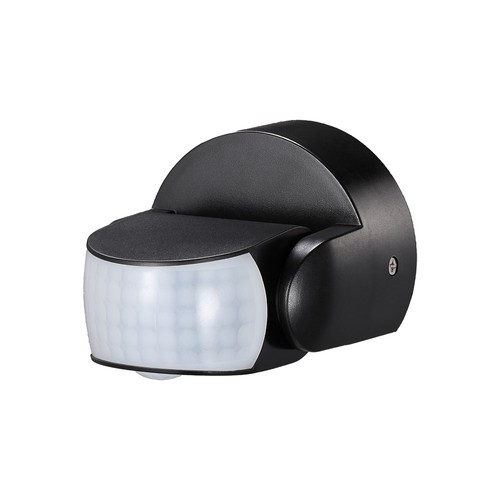 Détecteur de mouvement infrarouge - IP65 extérieur, noir, détection 180°/360°, max 600W LED