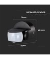 Infrarød bevegelsessensor - IP65 utendørs, sort, 180°/360° deteksjon, max 600W LED