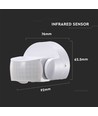 Détecteur de mouvement infrarouge, blanc - IP65, 180°/360°, max 600W LED, portée 12m, extérieur/intérieur