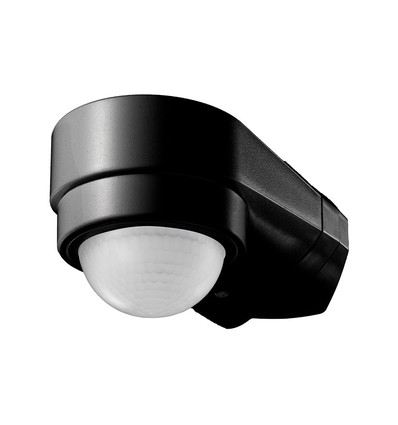 Capteur pour coin de maison, noir, détecteur de mouvement - réglable, montage d'angle, IP65 (max : 600W LED)