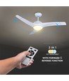 Ventilateur de plafond LED 35W - Contrôle RF, 3 pales, moteur DC, blanc