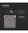 G9 kvadratisk betong vegglampe - Lysegrå, IP20 innendørs, uten lyskilde