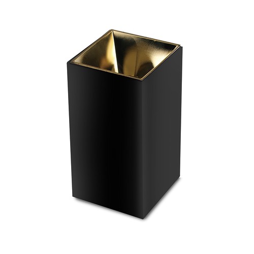 Spot saillie carré GU10 - Noir/Or, IP20, 7,4 x 7,4 x 14cm
