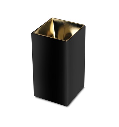 Spot saillie carré GU10 - Noir/Or, IP20, 7,4 x 7,4 x 14cm